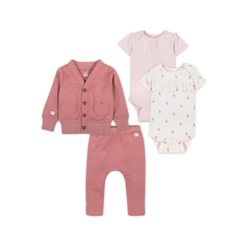 Little Star Organic Baby Girls 4Pc Mix and Match Gift Set, Size Newborn-24 Months