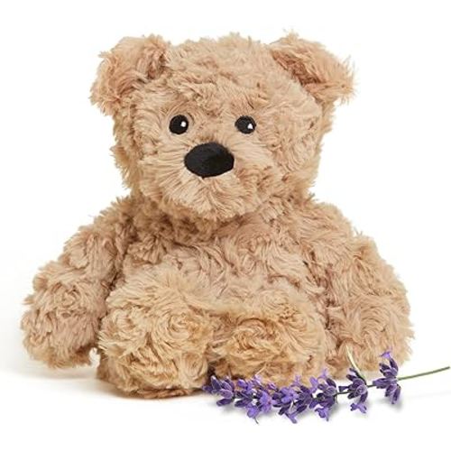 warmies Junior Microwavable & Weighted Stuffed Animals, Brown Curly Bear - Heated Stuffed Animal Plushie for Warmth & Comfort - Soft Plush Toys for Adults & Children (Boys, Girls, Babies & Toddlers)