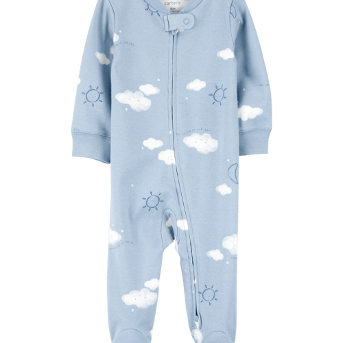 Blue Baby Boy Cloud Print 2-Way Zip Cotton Sleeper | Carter’s Oshkosh Canada