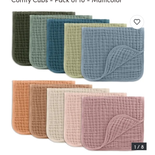 Muslin Burp Cloths Large 100% Cotton by Comfy Cubs - Pack of 10 - Multicolor