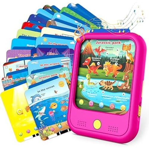 Kids Learning Tablet Educational Learning Pad for Toddlers 2-5 to Learn Alphabets, Numbers, Foods, Time, Music, Vehicles,Jurassic Park, Tablet Toy for Toddlers Ages 2 3 4 5 6 Years Old