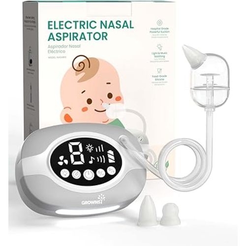GROWNSY Electric Nose Suction for Baby, Hospital-Grade Nasal Aspirator with Night Light,Soothing Lullabies, Baby Nose Sucker with 9 Adjustable Suction Levels