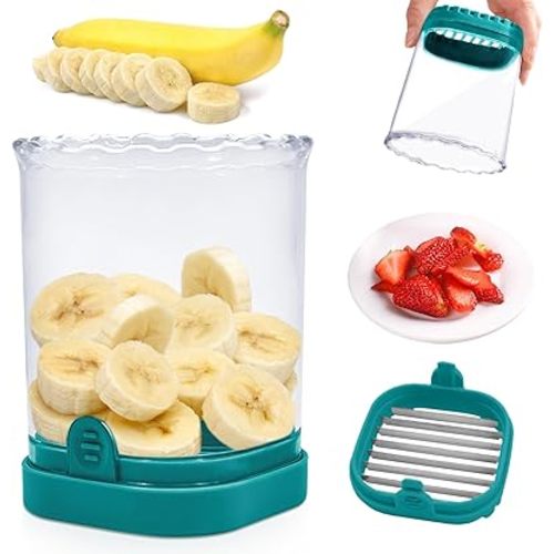 Fruit Slicer Cup: Strawberry Slicer, Strawberries Cutter Cup, Speed Cutter for Banana Grape Egg Kitchen Portable Slicing Tool(Dark Blue)