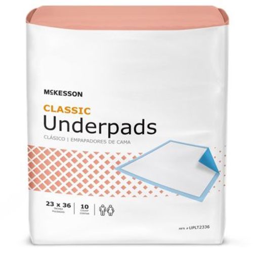 McKesson Classic Underpads, Light Absorbency Disposable Incontinence Bed Pad, 23" x 36"