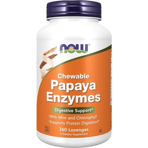 NOW Foods Supplements, Papaya Enzyme with Mint and Chlorophyll, Digestive Support*, 360 Chewable Lozenges