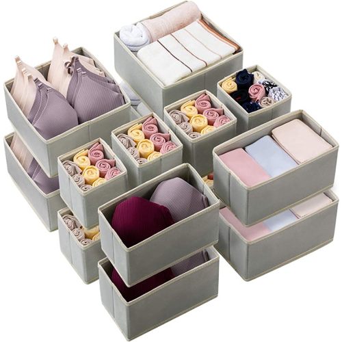 Kootek 16 Pack Drawer Organizers for Clothing, Dresser Drawer Organizer Clothes Fabric Foldable Dividers, Cabinet Closet Organizers and Storage Boxes for Clothes, Underwear, Bras, Lingerie, Socks