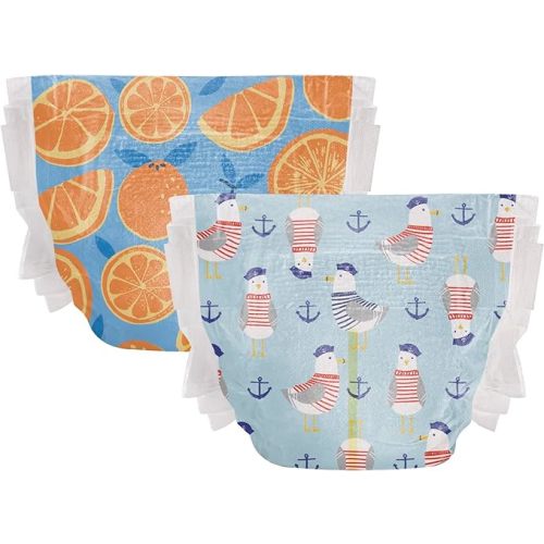 The Honest Company Clean Conscious Diapers | Plant-Based, Sustainable | Orange You Cute + Feeling Nauti | Club Box, Size 3 (16-28 lbs), 62 Count - Size 3 (62 Count)