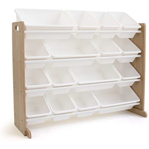 Humble Crew Extra-Large Toy Organizer, 16 Storage Bins, Universal, Natural/White