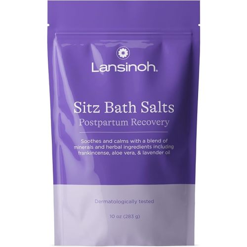 Lansinoh Sitz Bath Salts, Epsom Salt Bath Soak, for Hemorrhoid Treatment, A Postpartum Essentials for Self Care, With Soothing Lavender Oil, Frankincense and Aloe Vera, 10 Ounce