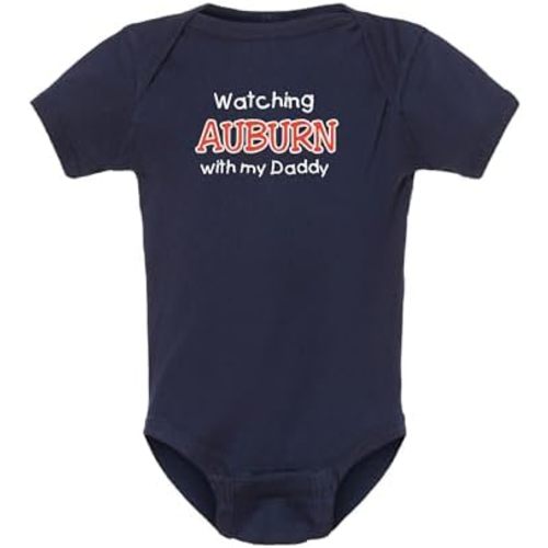 Campus Originals Watching Auburn with my Daddy Baby Bodysuit Outfit Toddler Shirt - Navy