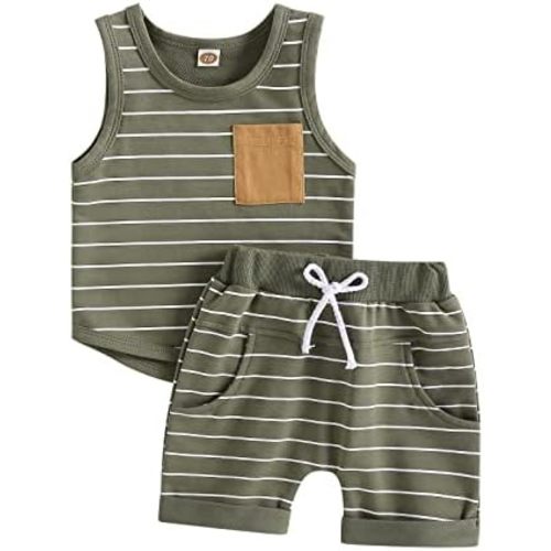 Toddler Baby Boy Summer Outfit Sleeveless T Shirt Top Casual Shorts Set Infant Newborn Clothes 6 12 18 24 Month 2T