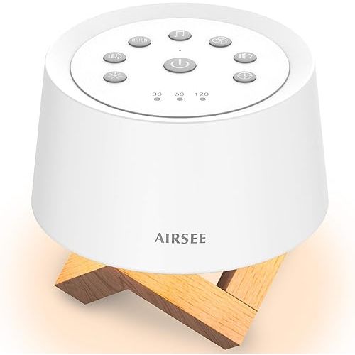 AIRSEE Sound Machine White Noise Machine with Baby Night Light Built-in 31 Soothing Sounds with Timer & Memory Features for Better Sleep, Portable Noise Machine for Baby, Adults