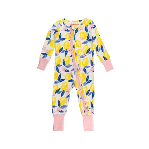 SoftSnooze Baby Girls Ruffle One Piece Convertible Pajamas, 3-6M