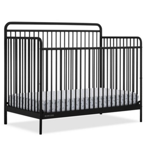 Delta Children Hayden 5-in-1 Convertible Metal Crib, Color: Matte Black