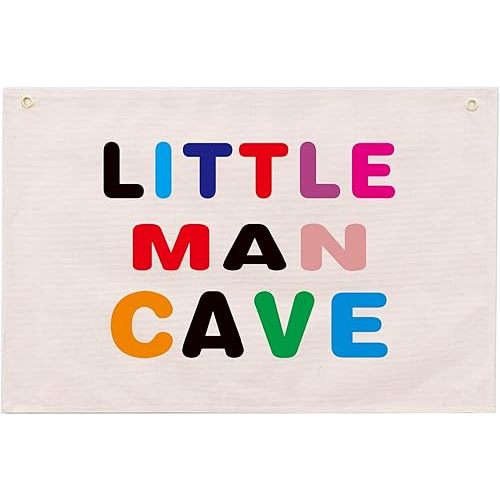 Little Man Cave Sign For Boys 20"X30" ,Nursery Decor,Nursery Wall Decor,Baby Nursery Decor,Boy Nursery Decor,Baby Boy Nursery Decor,Baby Boy Room Decor,Baby Room Decor,Nursery Decor Boy,Room Decor For Men,Toddler Boy Room Decor,Wall Art Banner, Children's