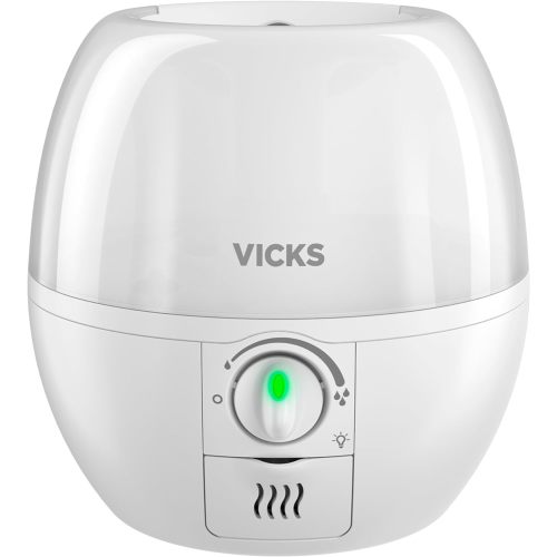 Vicks Filter-Free 3-in-1 SleepyTime Humidifier, Diffuser and Night-Light, Visible Ultrasonic Cool Mist Humidifier with Essential Oil Diffuser for Baby and Kids, White, Standard