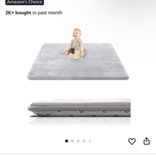 Thick Baby Play Mat for Floor,50 x 50 Playpen Mat,Tummy Time Foam Mat,Ultra Soft Support & Plush Feel,Easy Care with Non-Slip Cushioned for Infant,Kids and Toddler Crawling,Grey