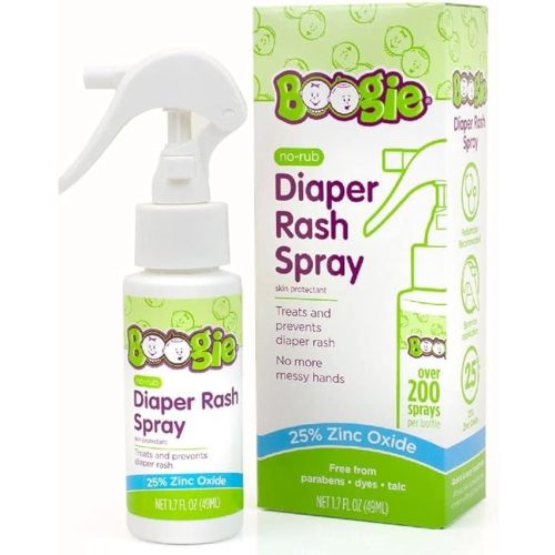 Diaper Rash Cream Spray by Boogie Bottoms, Travel Friendly No-Rub Touch Free Application for Sensitive Skin, from The Maker of Boogie Wipes, Over 200 Sprays per Bottle, 1.7 oz