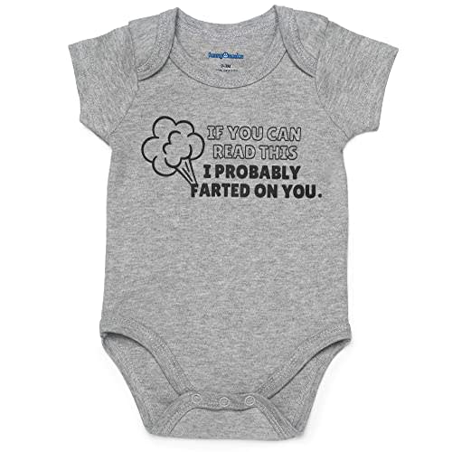 "If You Can Read This, I Probably Farted on You" - Baby Onesies with Short Sleeves & Snap Closure - Knitted Cotton Bodysuits for Baby Girl/Boy - Baby Romper 0 to 18 Months (Heather Grey)