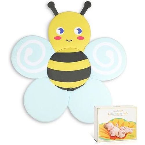 Baby Bath Seat for Infant Bathtub Sink, Non-Slip Flower Bathtub for Infants 0-6 Months, Soft Baby Sink Bath Cushion for Babies Bath Time, Newborns Bath Essentials Must Haves-Bee