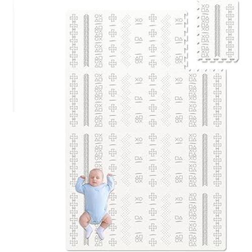 Soft Foam Baby Play Mat - 0.47 in Thick, Non-Toxic Foam Floor Mat, Infants and Kids Interlocking Foam Tiles Baby Playmat Tummy Time Mat (Sand, 5.6 x 4 ft)