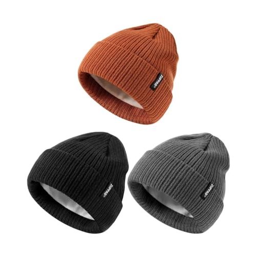 ZUPPAD Baby Beanie Hat 3 Packs Toddler Girls Boys, Baby Hats Winter Warm Knitted Thermal with Fleece Lining, Kids Winter Hat
