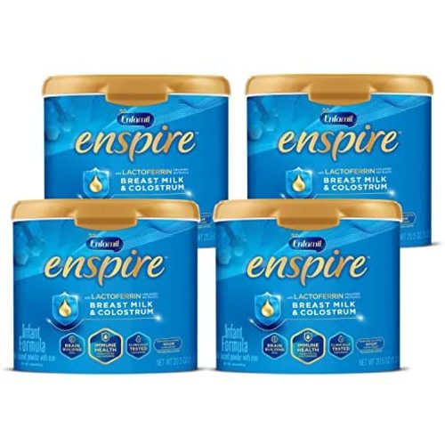 Enfamil Enspire Baby Formula with Immune-Supporting Lactoferrin, Brain Building DHA, 5 Nutrient Benefits in 1 Formula, Our Closest Formula to Breast Milk, Reusable Tub, 20.5 Oz (Pack of 4)