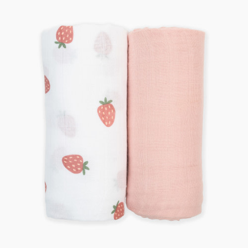 Lulujo Muslin Swaddles (2 Pack) - Strawberries & Ballet Slipper, 2