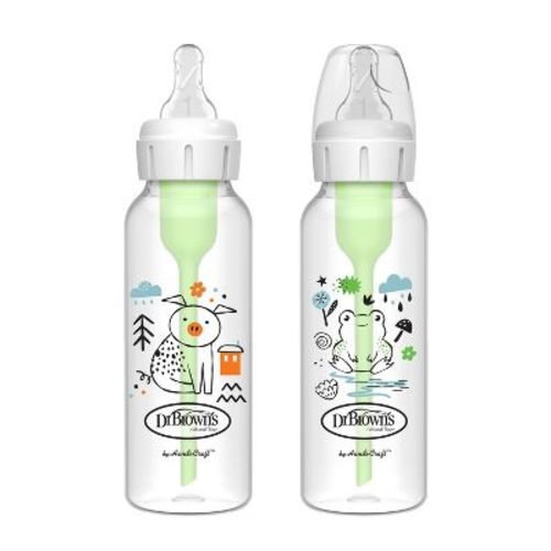 Dr. Brown's Anti-colic Options+ Narrow-neck Baby Bottle - Pig & Frog Deco - 5 Fl Oz/2pk