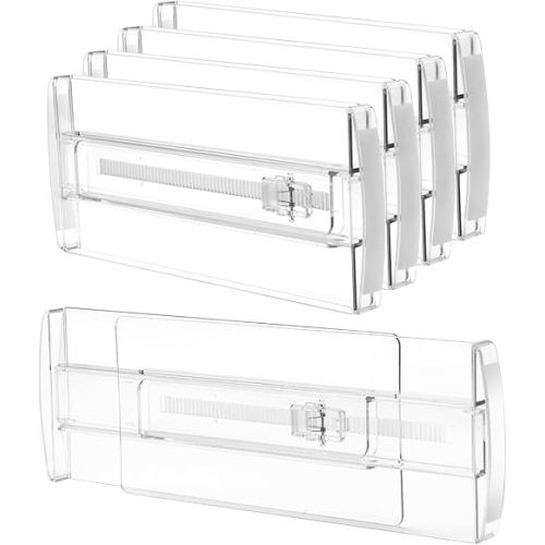 Drawer Divider Organizers for Closet Clothes, Adjustable 4.09" High Expandable Dresser drawer dividers for Makeup Organizer, Drawer Separators for Underwear Socks, Kitchen Utensils or Desk Storage