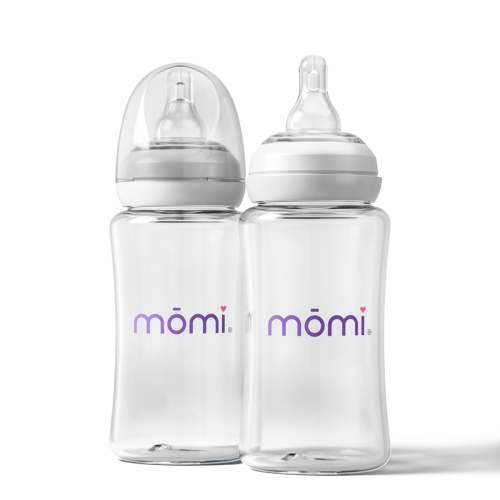 mōmi breast-like bottle level 2 2-pk, 9oz/10oz gray
