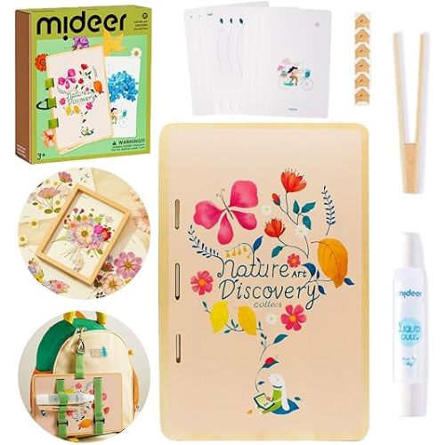 Happytime Flower Press Kit for Kids, Creativity Crafts DIY Plant Drying Set, Wooden Convenient to Carry, Gift for Boys and Girls