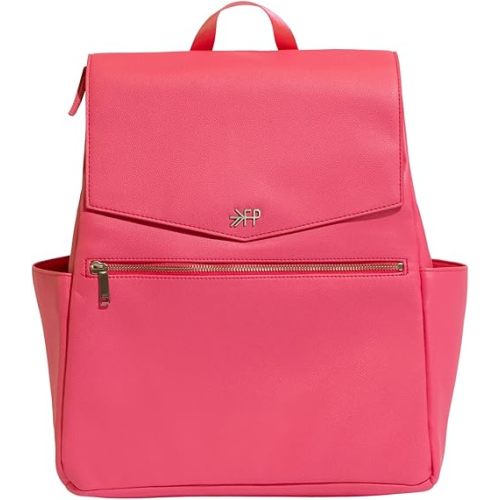 Freshly Picked Classic II Diaper Bag Backpack, Wipeable Vegan Leather Diaper Bag With Changing Pad, Convertible (Hot Pink)