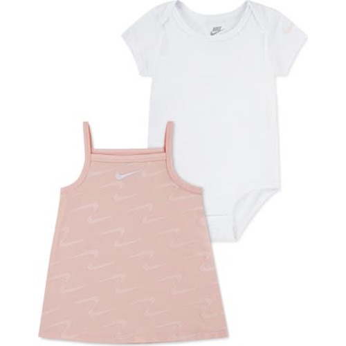 Swoosh Motion Cotton Bodysuit & Dress Set, 18M