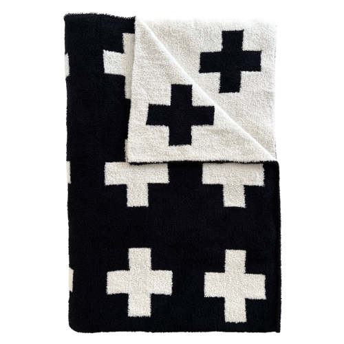 Phufy® Bliss Sofa Blanket, Black/White Cross