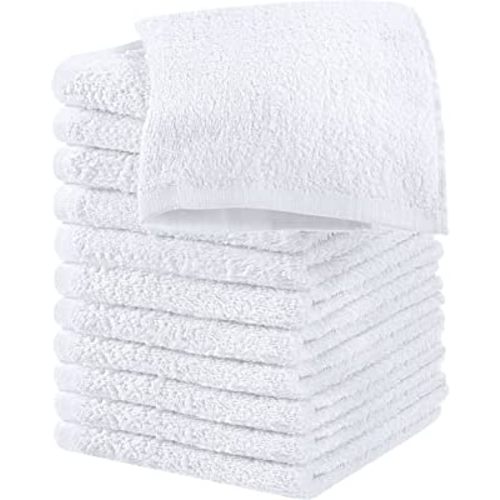 Utopia Towels Cotton Washcloths Set - 100% Ring Spun Cotton, Premium Quality Flannel Face Cloths, Highly Absorbent and Soft Feel Fingertip Towels (12 Pack, White)