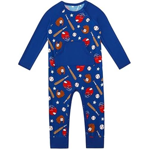 Baby Boys Girls Romper-Viscose Made from Bamboo, Long Sleeve Jumpsuits Zipped Footless Rompers, Unisex