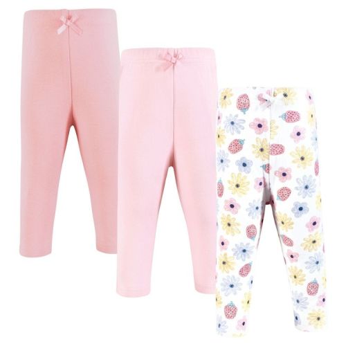 Hudson Baby Infant Girl Cotton Pants And Leggings, Strawberry Flowers, 3-6 Months