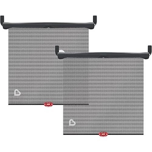 Munchkin® Brica® Sun Safety™ Car Window Roller Shade with White Hot® Heat Alert, Black, 2 Count (Pack of 1)