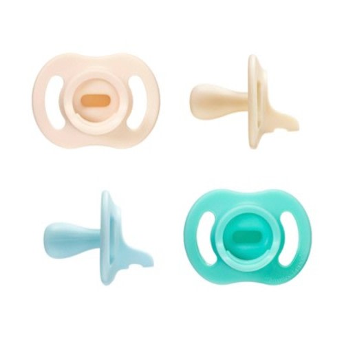 Tommee Tippee Ultra-Light Stay Put Silicone Pacifier 0-6 Months - Blue & Green - 4pk: BPA-Free