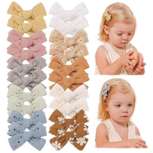 jollybows 20pcs Mini Fully Lined Hair Clips and Bows for Girls, Infants, Toddlers, Kids, and Teens - 2" Tiny Barrettes for Fine Hair