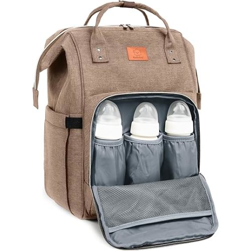 KeaBabies Baby Diaper Bag Backpack - Baby Bag for Boys, Girls, Waterproof Multi Function Baby Backpack, Large Diaper Bags for Baby Girl, Baby Boy, Travel Diaper Bag with Changing Pad (Coffee Brown)