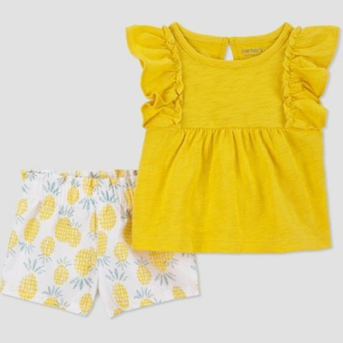 Carter's Just One You® Baby Girls' Pineapple Top & Bottom Set - Yellow, Size: 18M