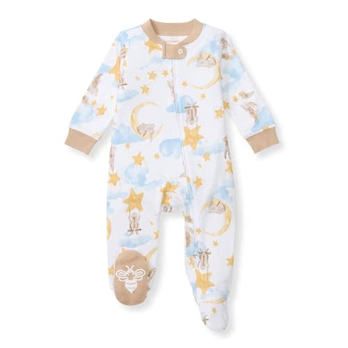 Burt's Bees Baby Boys' Sleep & Play PJs, 100% Organic Cotton One-Piece Zip Front Jumpsuit, Baby Boys Footie Pajamas & PJs