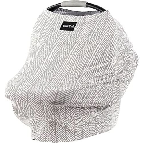 Milk Snob Original 5-in-1 Cover - Added Privacy for Breastfeeding, Baby Car Seat, Carrier, Stroller, High Chair, Shopping Cart, Lounger Canopy - Newborn Essentials, Nursing Top, Herringbone