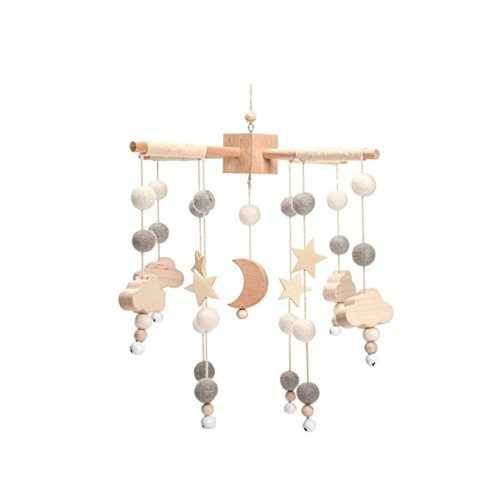 Baby Mobile for Crib | Baby Crib Nursery Mobile Star Moon for Baby Boys and Girls | Boho Nursery Decor | Baby Shower Set for Infant Bedroom Hanging Decoration - GREY