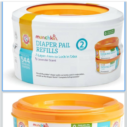 Munchkin® Arm & Hammer Diaper Pail Refill Rings, Holds up to 544 Newborn Diapers, 2 Pack