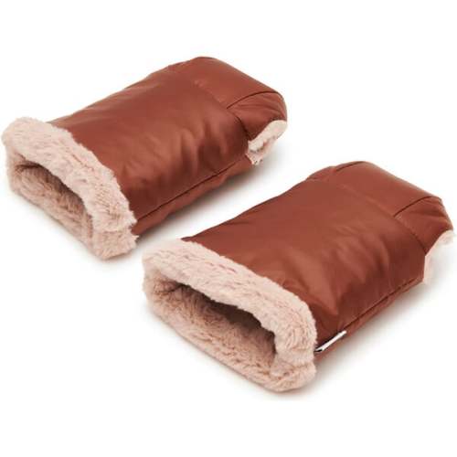 Water-Repellent Adjustable Snap Sherpa Lined Baby Stroller Gloves, Clay - Caraa | Maisonette