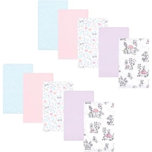 Hudson Baby Unisex Baby Flannel Burp Cloth 10pk, Garden Fairies, One Size