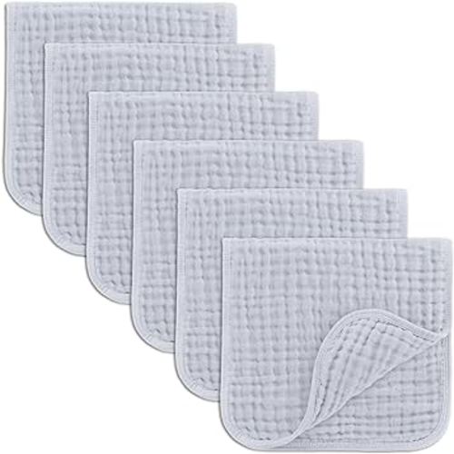 Comfy Cubs Muslin Burp Cloths Set Large (Slate, 6-Pack, 20"x10")